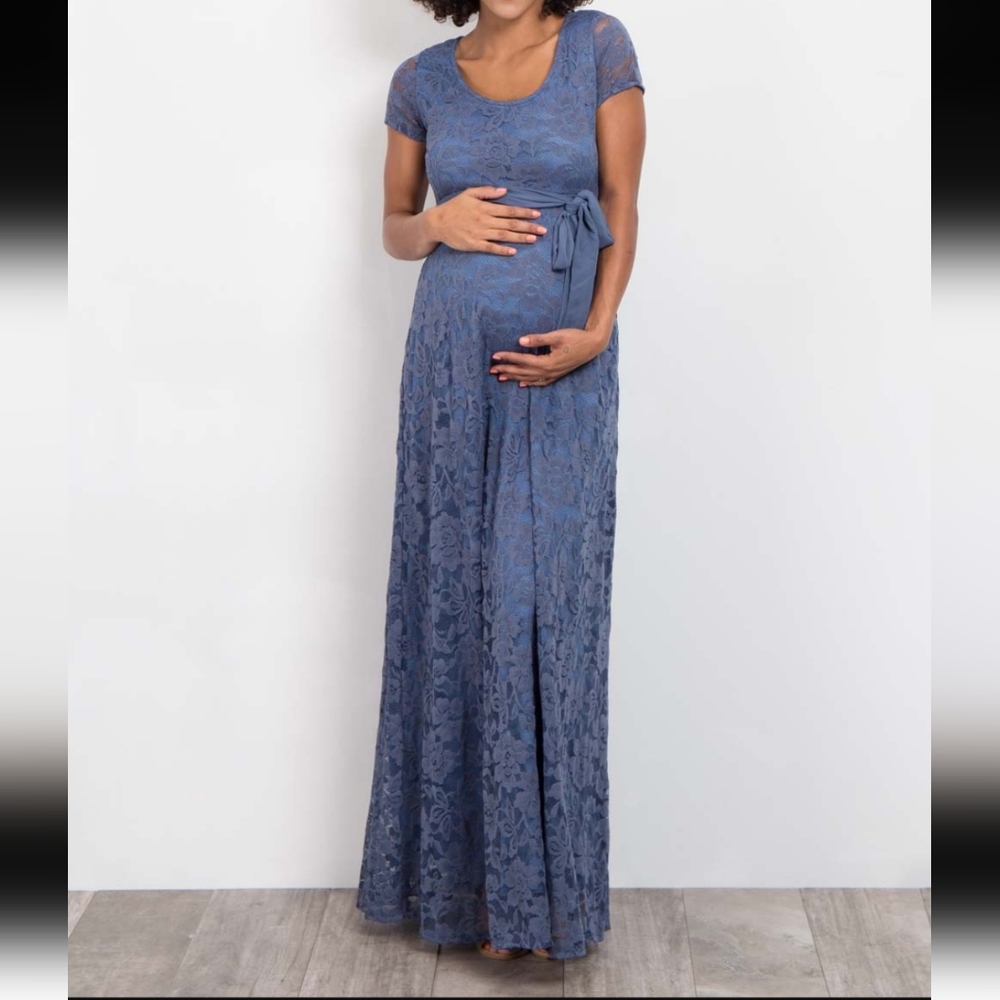 PinkBlush Lace Maternity Maxi Dress